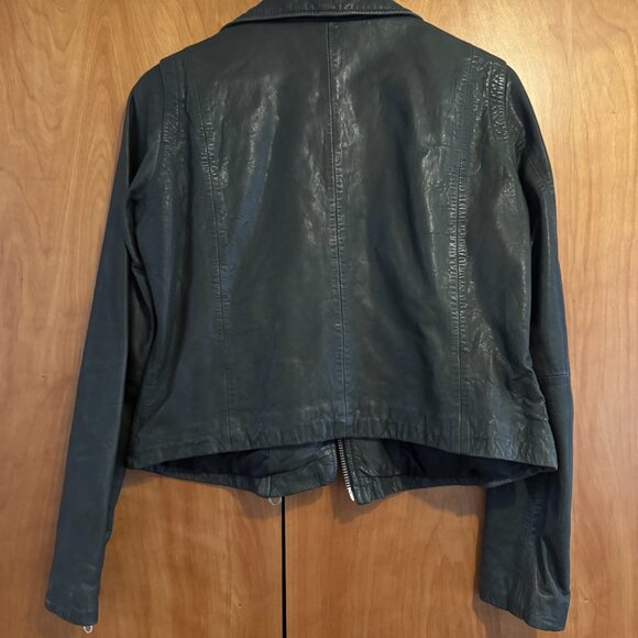 Madewell Washed Leather Motorcycle Jacket Dark Forest L - Picture 4 of 14